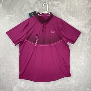 Under Armour Shirt men's XL Polo Iso-Chill Loose Fit Short Sleeve Magenta Casual